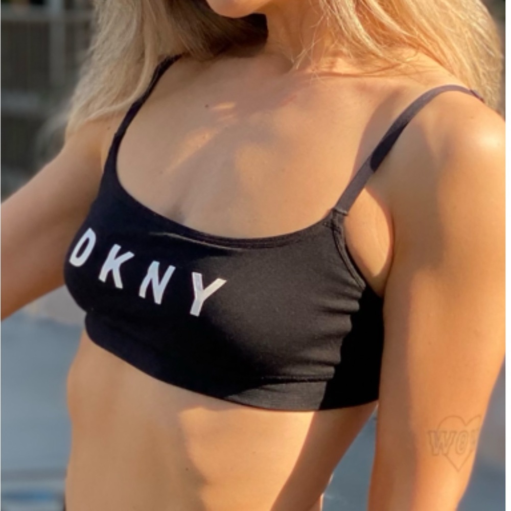 Dkny Black Logo Crop Bralette